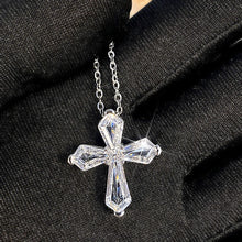 Cargar imagen en el visor de la galería, Cross Pendant Necklace with Crystal Cubic Zircon Trendy Wedding Accessories Silver Color Jewelry