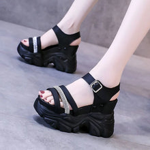 Load image into Gallery viewer, Summer Women Wedges Sandals Shoes Chunky Sandals Bling Crystal Open Toe Sandals