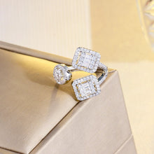 Load image into Gallery viewer, White Baguette Cubic Zirconia Paved Silver Color Open Rings b155