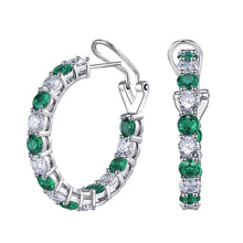 Laden Sie das Bild in den Galerie-Viewer, Green/Blue Cubic Zirconia Big Hoop Earrings for Women Luxury Trendy Accessories Fashion Jewelry