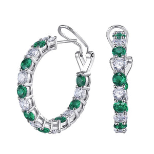 Green/Blue Cubic Zirconia Big Hoop Earrings for Women Luxury Trendy Accessories Fashion Jewelry