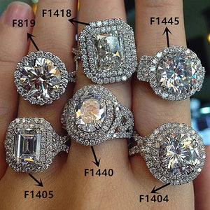 Luxury Women Wedding Rings Crystal Cubic Zirconia Engagement Rings Party Gift Jewelry
