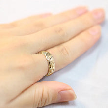 Cargar imagen en el visor de la galería, Gold Color Flower Caved Wedding Rings for Women Anniversary Gift Trendy Jewelry n225