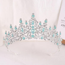 Load image into Gallery viewer, Pink Opal Princess Wedding Crowns Jewelry Head Accessories bc57 - www.eufashionbags.com