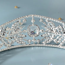 Load image into Gallery viewer, Luxury Cubic Zirconia Crowns Crystal Leaf Bridal Tiaras Queen Rhinestone Diadem Headpiece