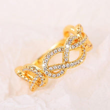 Charger l&#39;image dans la galerie, Gold Color Twist Design Ring for Woman Paved Dazzling CZ Jewelry hr65 - www.eufashionbags.com