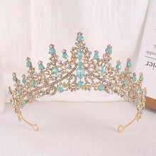 Load image into Gallery viewer, Pink Opal Princess Wedding Crowns Jewelry Head Accessories bc57 - www.eufashionbags.com