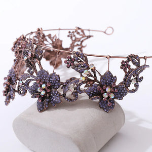 Baroque Antique Crystal Flower Bridal Tiara Crown Wedding Hair Accessories a105