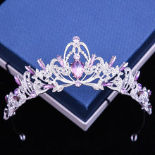 Load image into Gallery viewer, Purple Crystal Wedding Hair Accessories Luxury Women Tiaras Crowns bc18 - www.eufashionbags.com