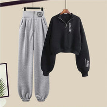 Charger l&#39;image dans la galerie, Two-Piece Sets of Hoodies and Casual Sweatpants for Women Streetwear Zipper Pullovers, Harajuku Sweatshirts, Kpop C