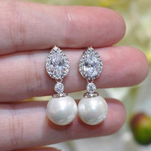 Charger l&#39;image dans la galerie, Fashion Wedding Earrings Cubic Zirconia Imitation Pearl Earrings for Women he27 - www.eufashionbags.com