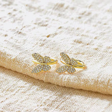Carica l&#39;immagine nel visualizzatore di Gallery, Butterfly Hoop Earrings for Women Luxury Gold Color Cubic Zirconia Earrings Wedding Aesthetic Female Jewelry