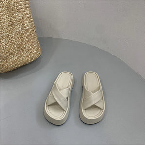 Summer Open Toe Women Slippers Casual Platform Flat Outdoor Beach Shoes h21