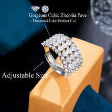 Load image into Gallery viewer, Round Cubic Zirconia Rings Paved Luxury Adjustable Tennis Rings Wedding Party Gift b105