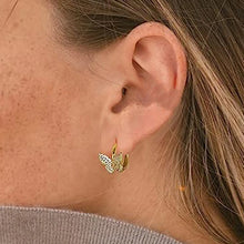 Carica l&#39;immagine nel visualizzatore di Gallery, Butterfly Hoop Earrings for Women Luxury Gold Color Cubic Zirconia Earrings Wedding Aesthetic Female Jewelry