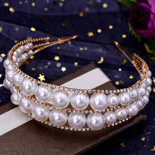 Carica l&#39;immagine nel visualizzatore di Gallery, Luxury Rhinestone Pearls Bridal Headbands for Women Prom Party Dress Hair Jewelry Fashion Tiaras Crown Head Accessory