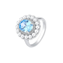 Load image into Gallery viewer, 925 Sterling Silver Sea Blue Sapphire Pearl Rings Trend for Women Jewelry x11