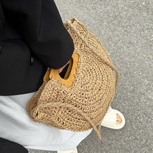 Load image into Gallery viewer, Minimalist Straw Bag for Women Summer Half-moon Beach Handbags Rattan Handmade Kintted Handle Bags Bolsas