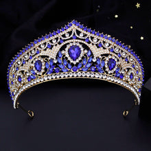 Carica l&#39;immagine nel visualizzatore di Gallery, Baroque Princess Bridal Tiaras and Crowns Bride Headwear Blue Party Prom Wedding Dress Crown Hair Jewelry Accessories