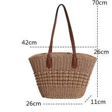 画像をギャラリービューアに読み込む, New Summer Woven Shoulder Bag Women Beach Straw Knitted Handmade Large Handbag Purse a27