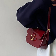 画像をギャラリービューアに読み込む, Red Women Fashion Crossbody Bag Saddle Small Patent Leather Shoulder Bag w178