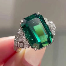 Cargar imagen en el visor de la galería, Green Cubic Zirconia Rings for Women Bling Bling Wedding Band Accessories Anniversary Gift