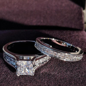 Luxury Silver Color Zircon Wedding Rings Set for Women mr02 - www.eufashionbags.com
