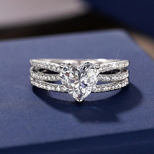 Trendy Cross Heart Zirconia Ring for Women Fashion Wedding Band Jewelry he46 - www.eufashionbags.com