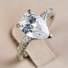 Carica l&#39;immagine nel visualizzatore di Gallery, Pear Cubic Zirconia Women Rings Wedding Accessories Silver Color Trendy Engagement Band Jewelry