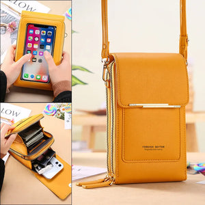 Soft Leather Women Bags Wallets Touch Screen Cell Phone Purse w55