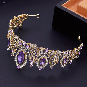 Vintage Purple Crystal Tiaras Bride Crowns Prom Bridal Diadem Wedding Crown Girls Circle Hair Jewelry Accessories