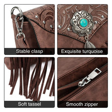 Load image into Gallery viewer, Luxury  Women Vintage Messenger Rivet Tassel Designer Bags Ethnic Clutch Western Handbag a29