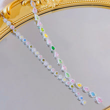 Laden Sie das Bild in den Galerie-Viewer, Silver Color Rainbow Colorful Cubic Zirconia Necklace for Women Multicolor Wedding Necklace x52