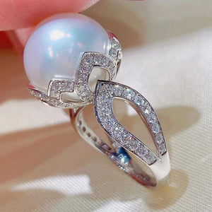 Prong Setting Simulated Pearl Finger Rings for Women Luxury Wedding Jewelry hr50 - www.eufashionbags.com