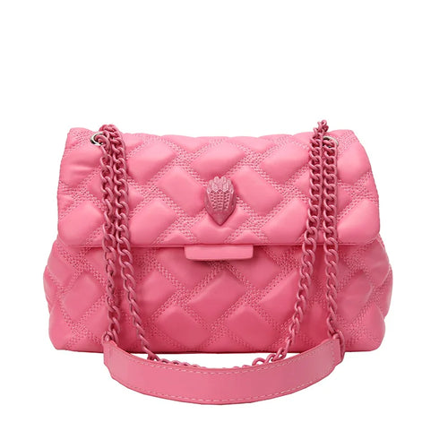 Quilted Eagle Metal Women Shouder Bag High Quality Embroidery PU Leather Ladies Cross Body Bag