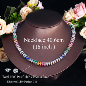 Colorful Cubic Zirconia Paved Round Tennis Chain Iced Out CZ Necklace b127