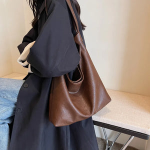 2 Pcs/set Retro Fashion Leather Tote Bag for Women Large Shoulder Bag z85