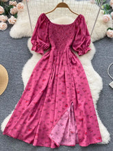 Cargar imagen en el visor de la galería, YuooMuoo Fast Shipping Women Dress Fashion Romantic Floral Print Split Long Summer Dress Puff Sleeve Party Korean Vestidos