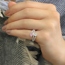 Cargar imagen en el visor de la galería, Waterdrop Pink/White Cubic Zirconia Women Rings Luxury Trendy Wedding Band Accessories