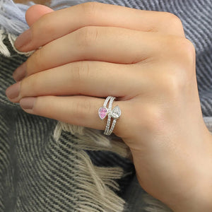 Waterdrop Pink/White Cubic Zirconia Women Rings Luxury Trendy Wedding Band Accessories