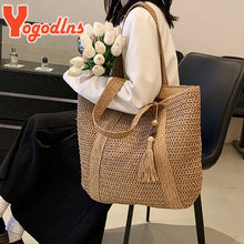 Charger l&#39;image dans la galerie, Luxury Straw Woven Tote Bag Summer Casual Large Tassel Handbags Fashion Beach Women Travel Shoulder bag