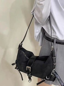 Silver Leather Crossbody Bags for Women Luxury Y2k Fashion Shoulder Bag