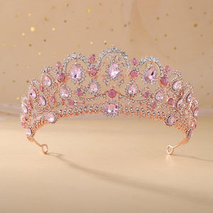 Rose Gold AB Color Rhinestone Wedding Crown Crystal Hair Accessories bc56 - www.eufashionbags.com