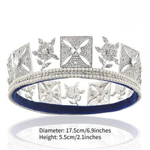 Load image into Gallery viewer, Women Round Big Tiaras Pearls Crown Baroque Royal Queen Diana Crowns bc02 - www.eufashionbags.com