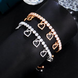 Luxury Cubic Zirconia Love Heart Charms Bracelets for Women Trendy Gift b62