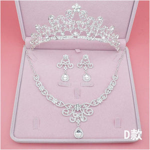 Fashion Crystal Wedding Jewelry Sets Women Tiara Crowns Necklace Earrings Set bj30 - www.eufashionbags.com