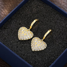 Laden Sie das Bild in den Galerie-Viewer, Full CZ Heart Drop Earrings for Women Luxury Trendy Bridal Wedding Earrings Exquisite Birthday Gift
