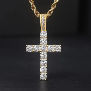 Luxury Cross Pendant Necklace for Women Sparkling Cubic Zirconia Long Necklace