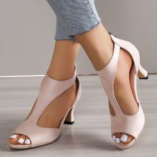 Laden Sie das Bild in den Galerie-Viewer, New Simple and Fashionable Back Zipper Fishmouth Shoes Women&#39;s Summer Side Stiletto Roman Sandals Designer Sandals