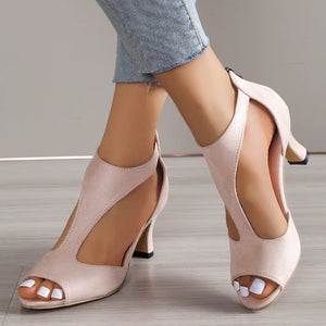 New Simple and Fashionable Back Zipper Fishmouth Shoes Women's Summer Side Stiletto Roman Sandals Designer Sandals